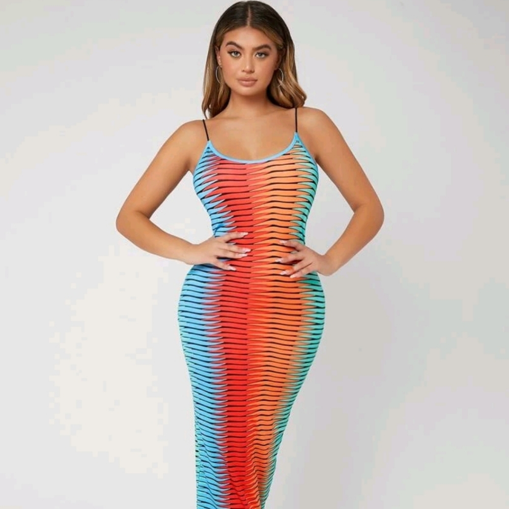 Striped BodyCon Midi Dress